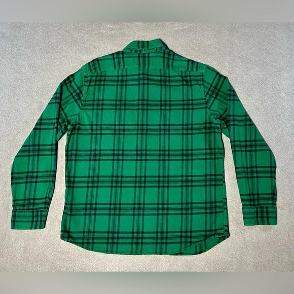 Banana Republic Men’s Flannel Shirt Large Green Plaid Cotton Untucked Fit - Picture 4 of 4